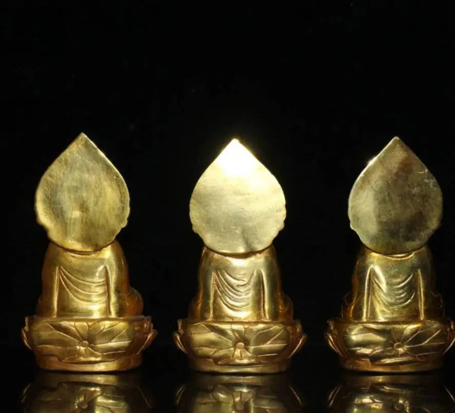 China brass west three Saint Buddha crafts statue A set