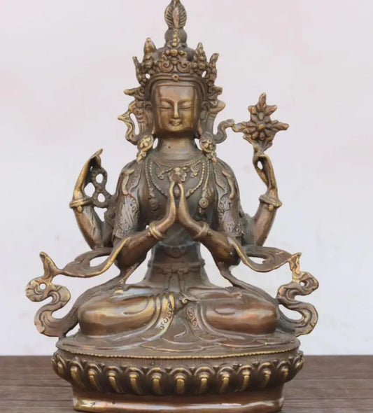 China brass white degree mother Buddha crafts statue