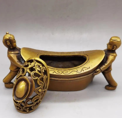 China brass yuan treasure Incense burner crafts statue