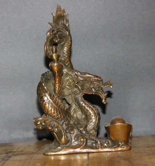 China brass yuan treasure dragon crafts statue