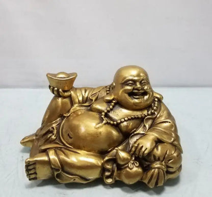 China brass yuan treasure sit Buddha crafts statue