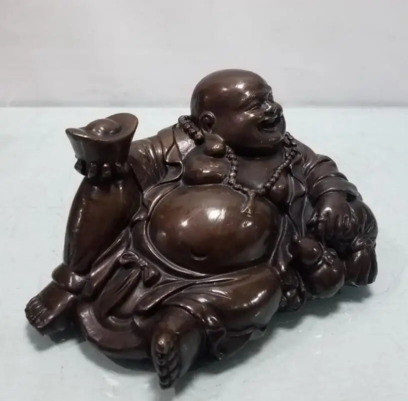 China brass yuan treasure sit Buddha crafts statue