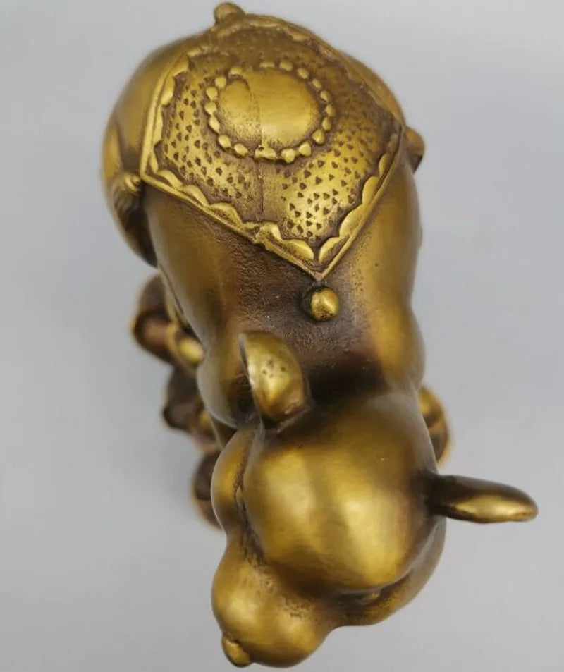 China brass zodiac rat wealth crafts statue
