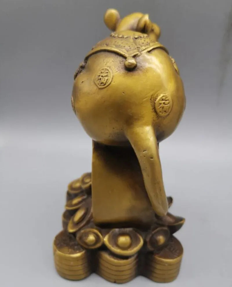 China brass zodiac rat wealth crafts statue