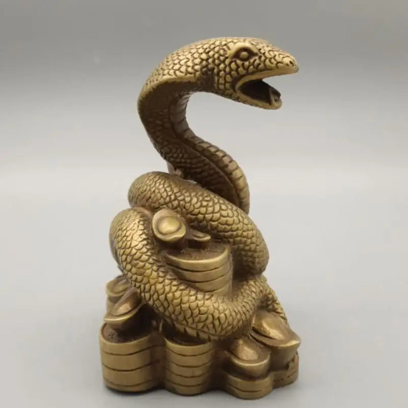 China brass zodiac snake crafts statue