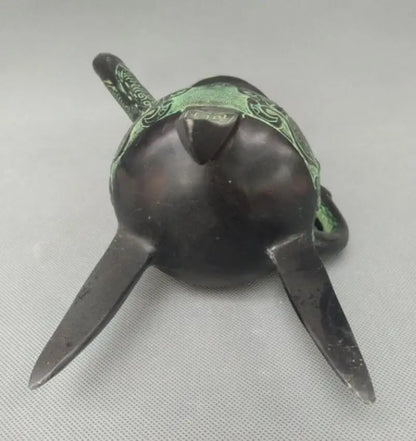 China bronze Animal face wine pot crafts statue