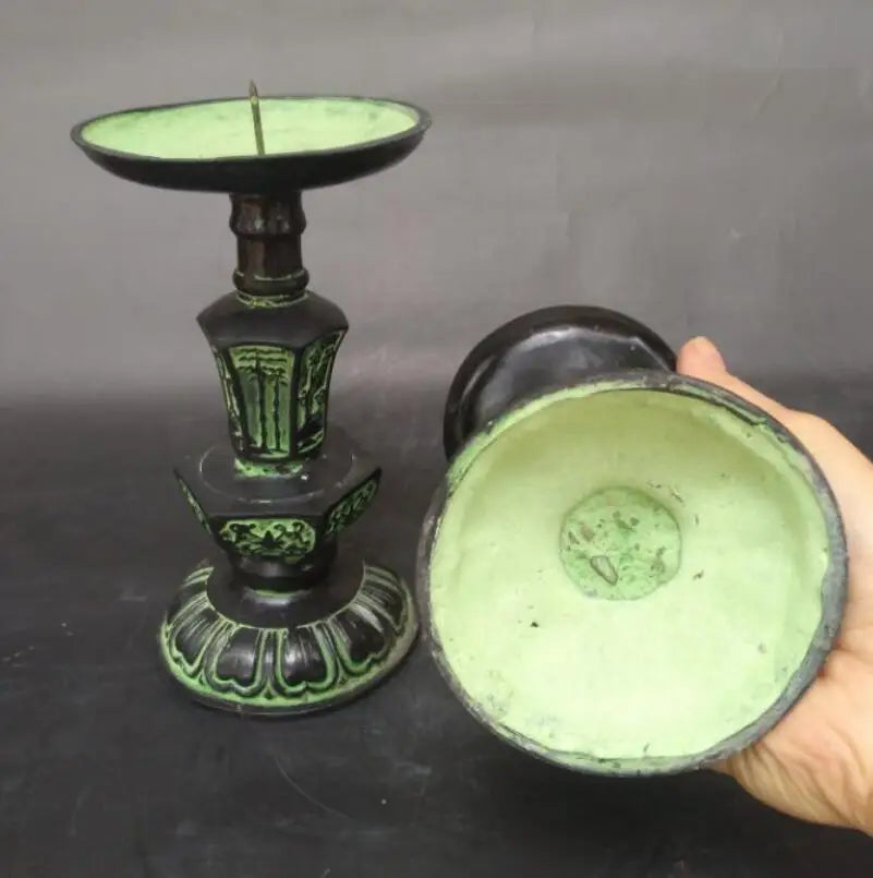 China bronze  Candle Holders crafts statue A pair