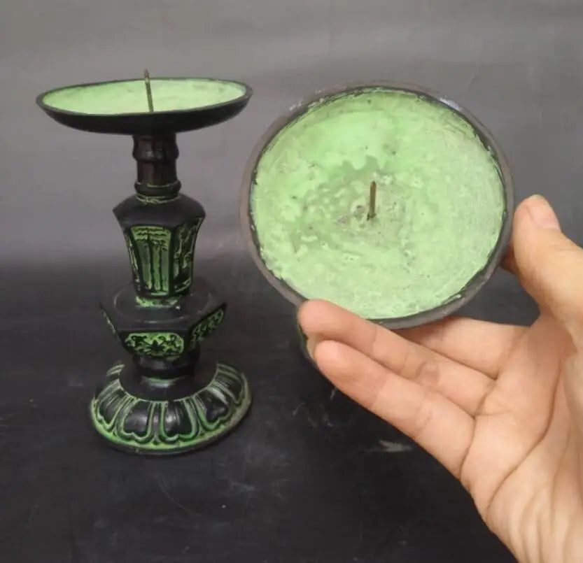 China bronze  Candle Holders crafts statue A pair