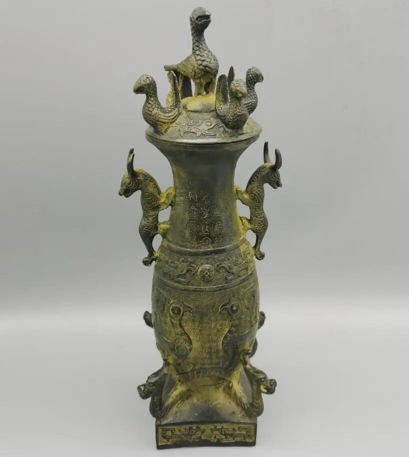 China bronze archaize bird bottle crafts statue