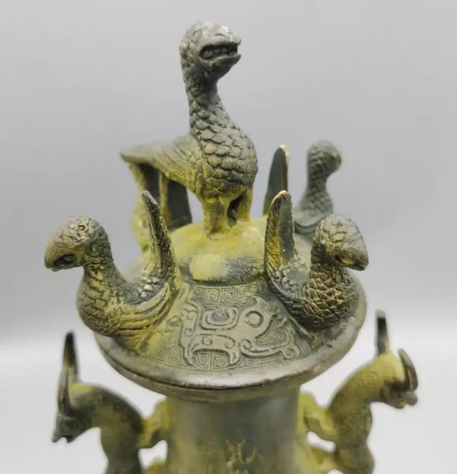China bronze archaize bird bottle crafts statue