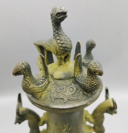 China bronze archaize bird bottle crafts statue