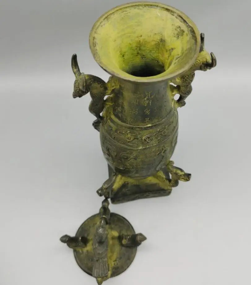 China bronze archaize bird bottle crafts statue