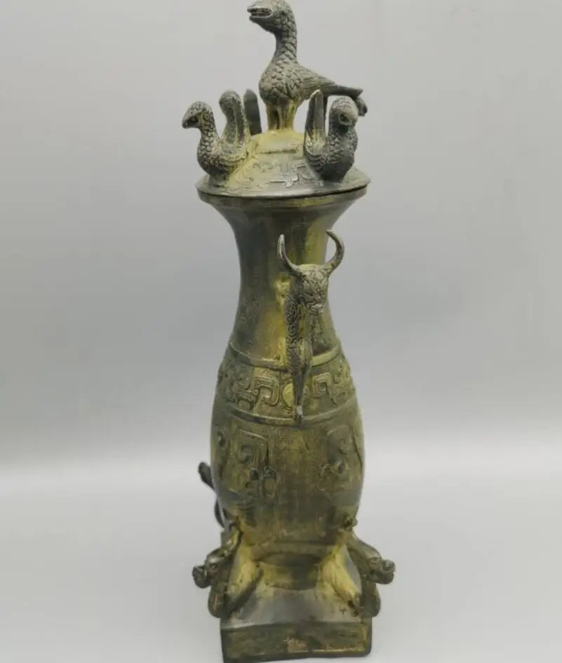China bronze archaize bird bottle crafts statue