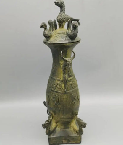 China bronze archaize bird bottle crafts statue