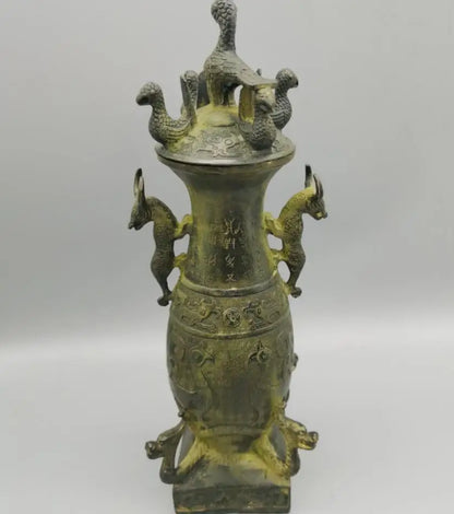China bronze archaize bird bottle crafts statue