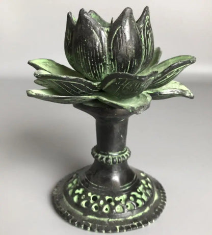 China bronze archaize lotus Candle Holders crafts statue