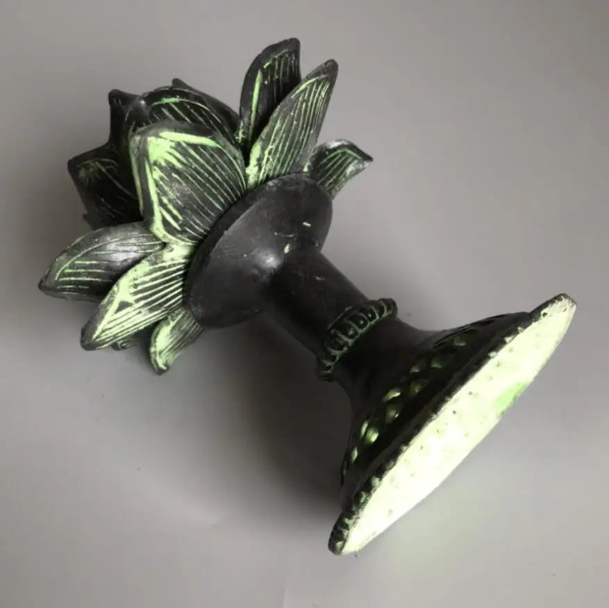 China bronze archaize lotus Candle Holders crafts statue