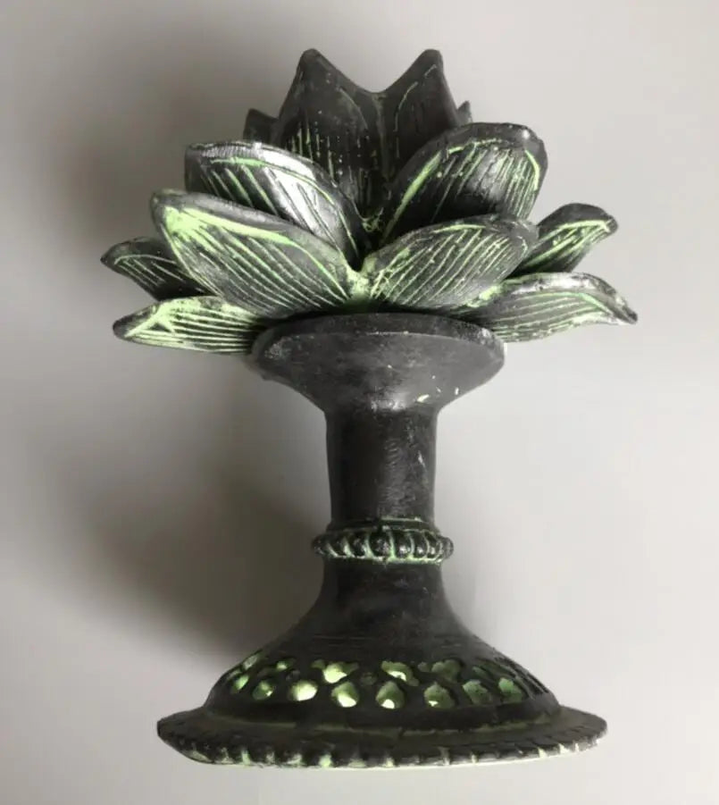 China bronze archaize lotus Candle Holders crafts statue