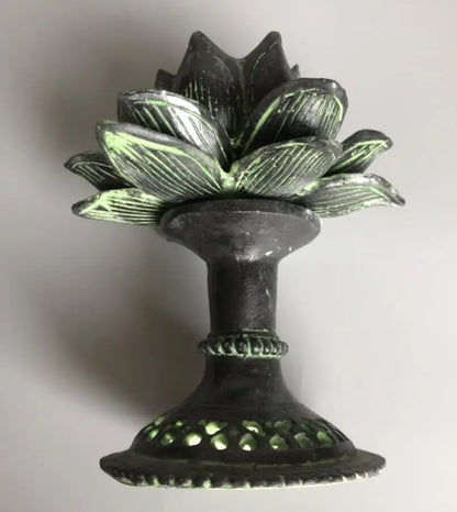 China bronze archaize lotus Candle Holders crafts statue
