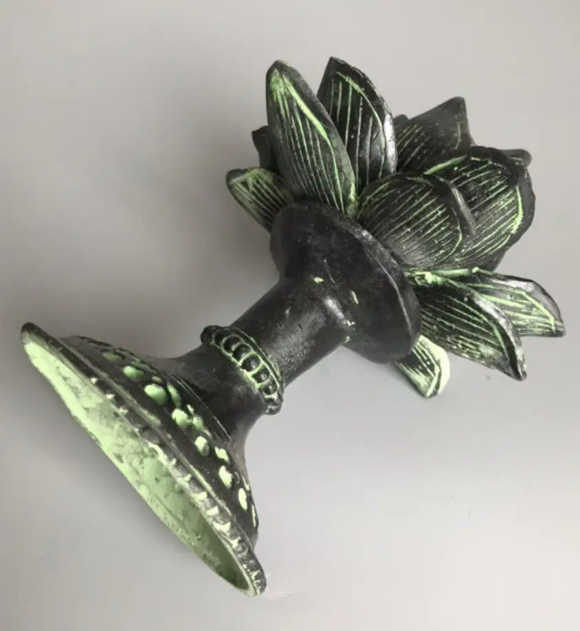 China bronze archaize lotus Candle Holders crafts statue