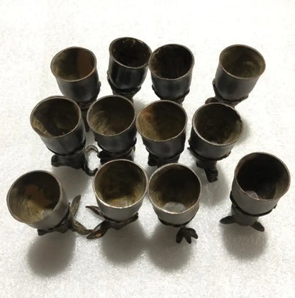 China bronze archaize twelve zodiac cup crafts statue A set