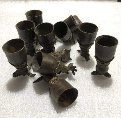 China bronze archaize twelve zodiac cup crafts statue A set