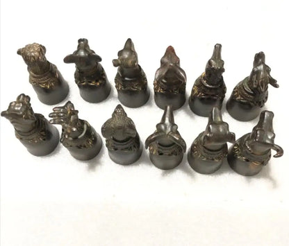 China bronze archaize twelve zodiac cup crafts statue A set