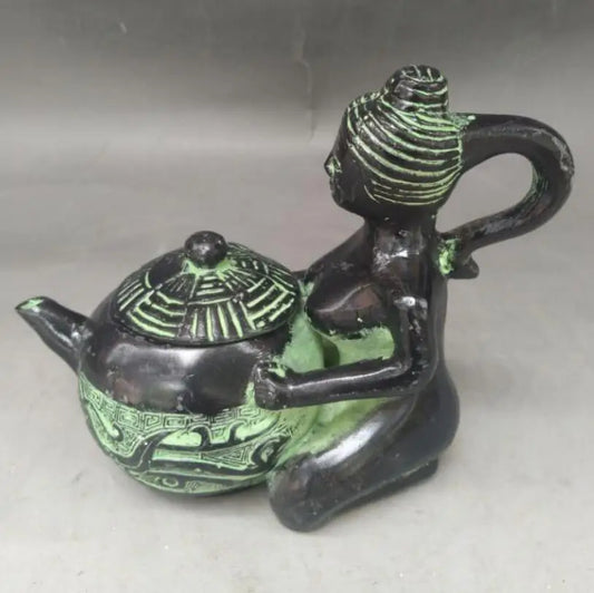 China bronze beauty teapot crafts statue