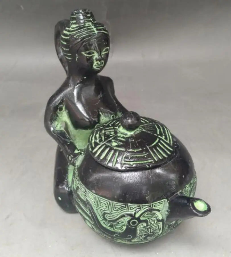 China bronze beauty teapot crafts statue