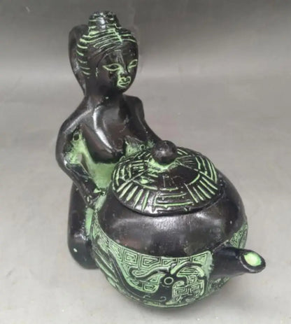 China bronze beauty teapot crafts statue
