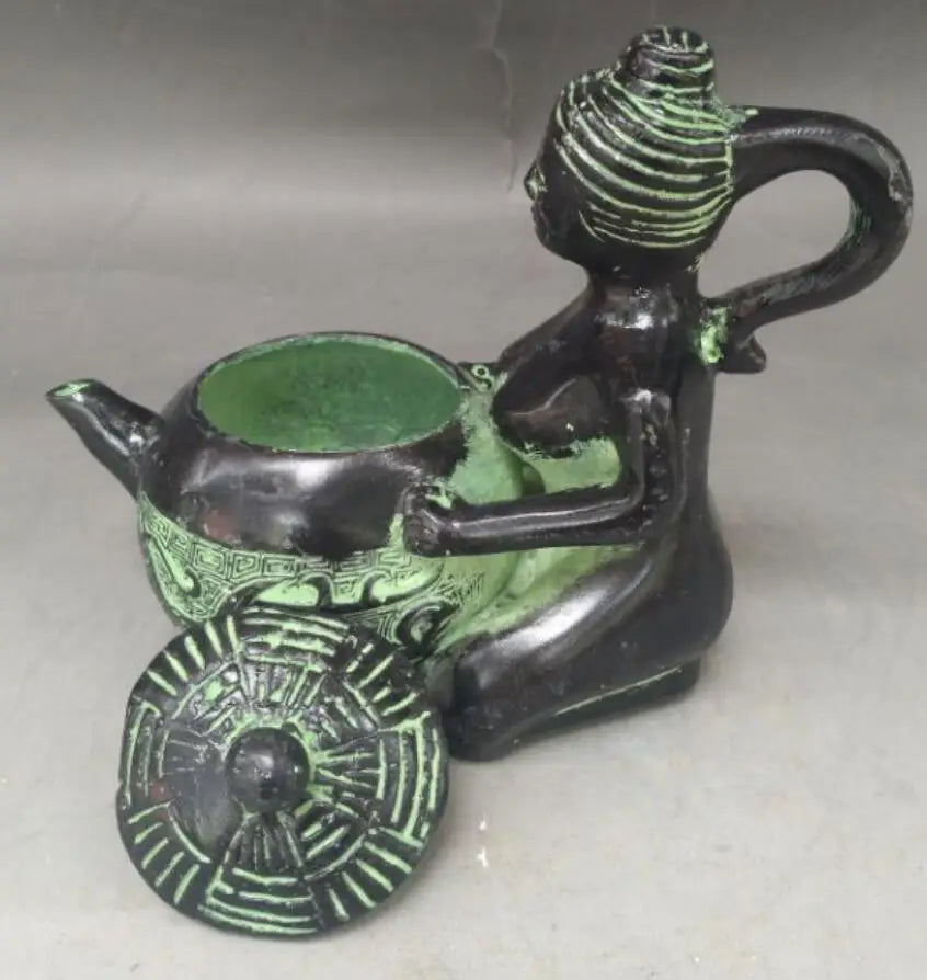 China bronze beauty teapot crafts statue