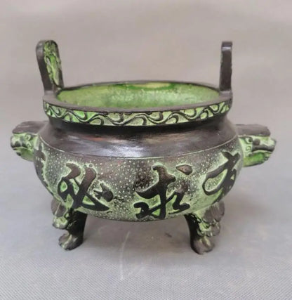 China bronze double Animal head Incense burner crafts statue
