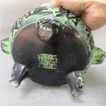 China bronze double Animal head Incense burner crafts statue
