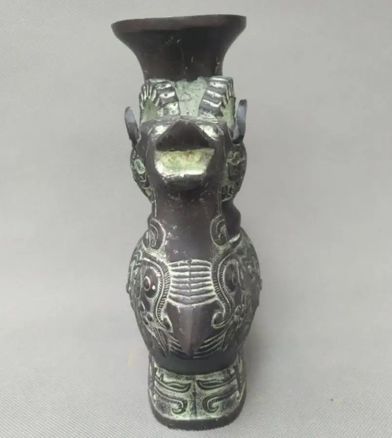 China bronze double sheep vase crafts statue