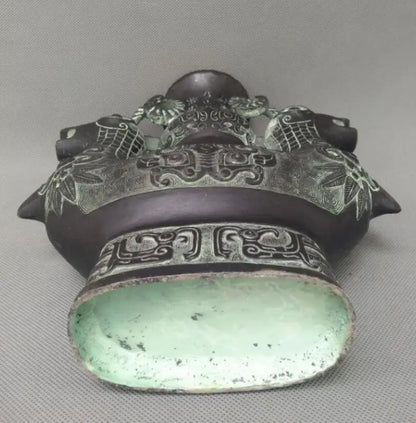 China bronze double sheep vase crafts statue
