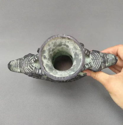 China bronze double sheep vase crafts statue