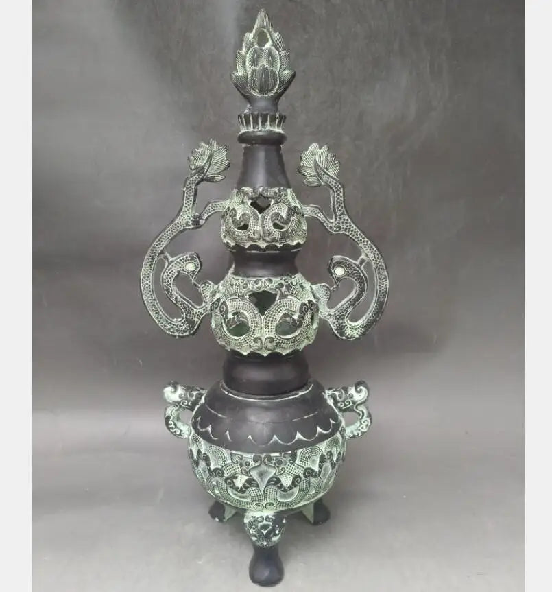 China bronze gourd shape incense burner crafts statue