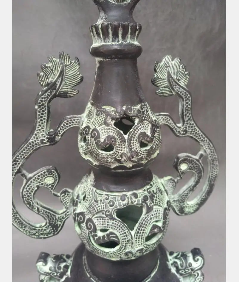 China bronze gourd shape incense burner crafts statue