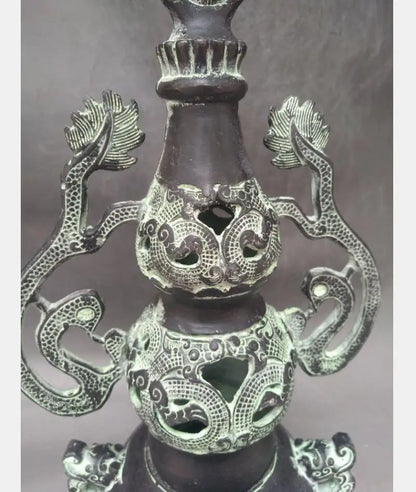 China bronze gourd shape incense burner crafts statue