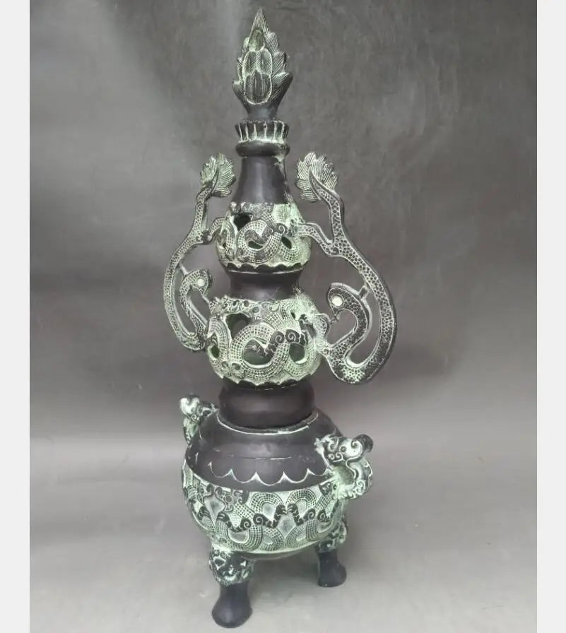 China bronze gourd shape incense burner crafts statue