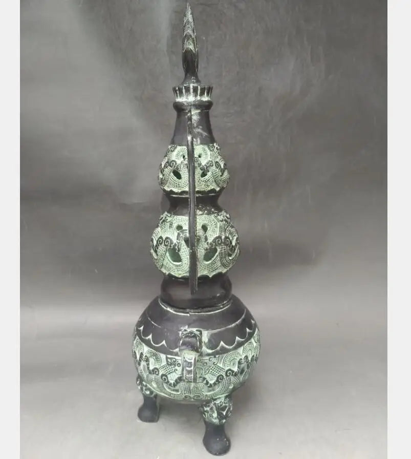 China bronze gourd shape incense burner crafts statue