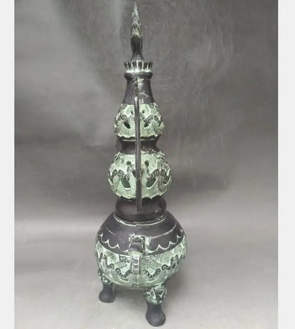 China bronze gourd shape incense burner crafts statue
