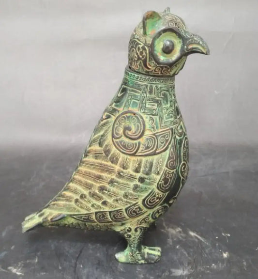 China bronze owl crafts statue