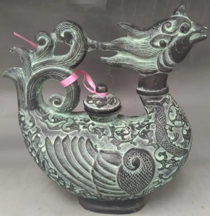China bronze phoenix teapot crafts statue