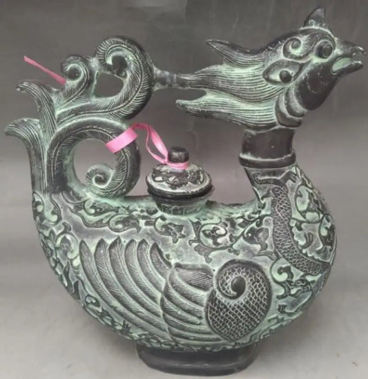 China bronze phoenix teapot crafts statue
