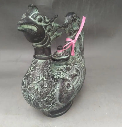 China bronze phoenix teapot crafts statue