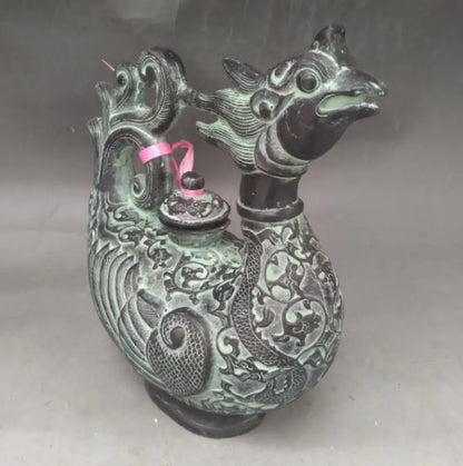 China bronze phoenix teapot crafts statue