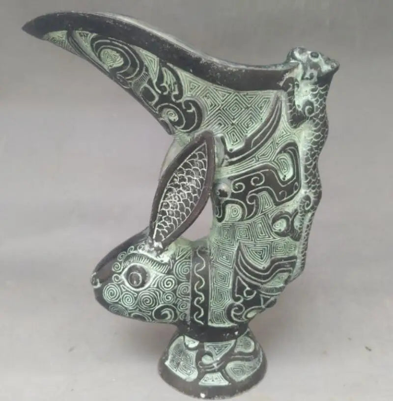 China bronze rabbit head wine cup crafts statue
