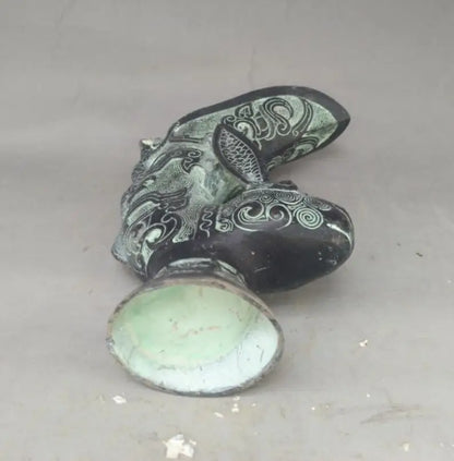 China bronze rabbit head wine cup crafts statue