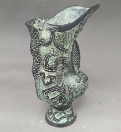 China bronze rabbit head wine cup crafts statue